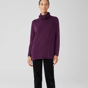 EILEEN FISHER Women's Recycled Cashmere Turtleneck Top SZ 3X Plum Boxy Lagenlook
